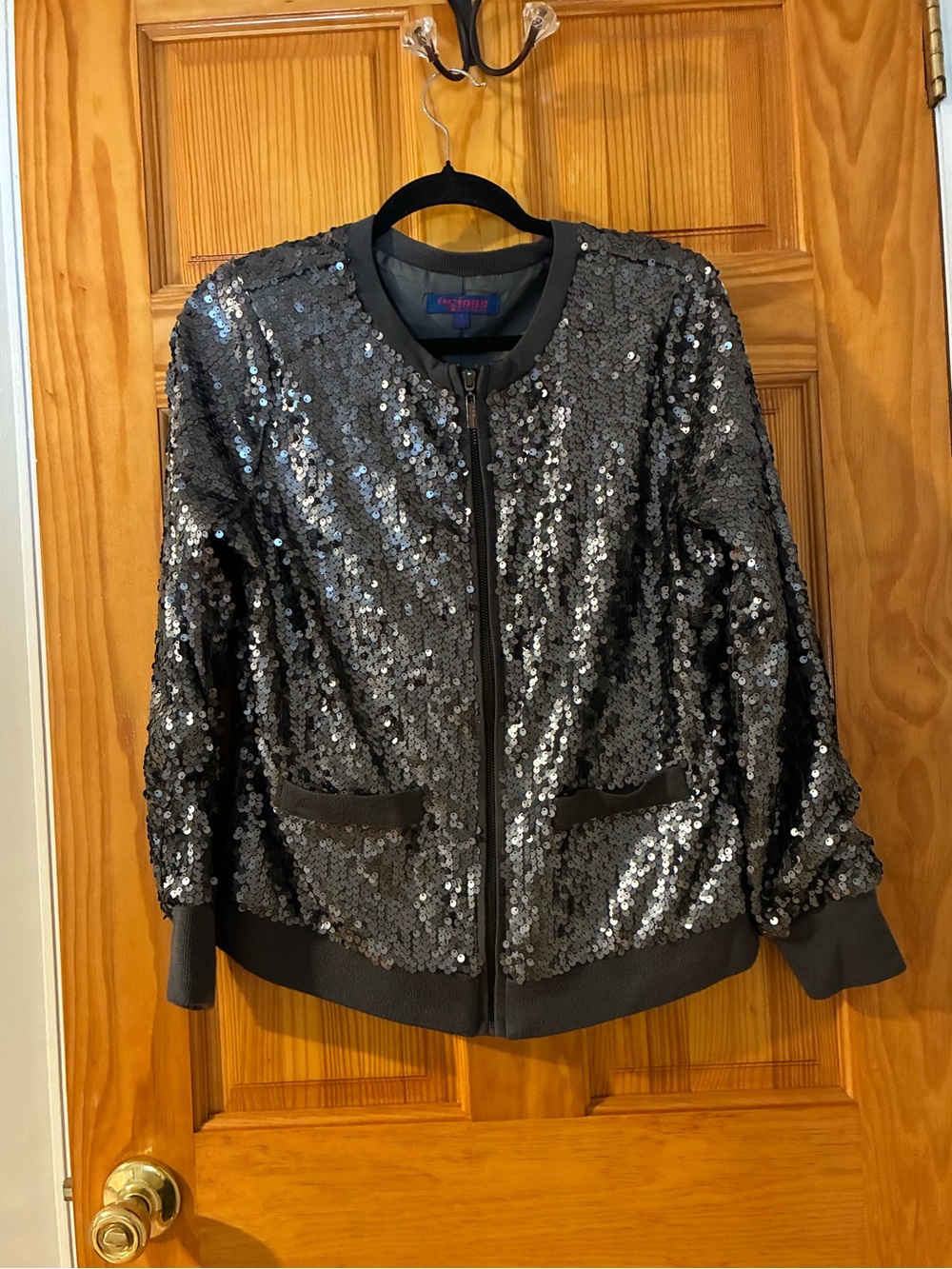 twiggy LONDON Silver Sequin Bomber Jacket